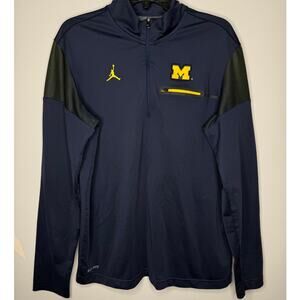 Nike Jordan Michigan Wolverines Dri-Fit Quarter Zip Pullover Men’s Medium – Navy